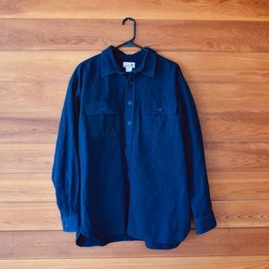 LL Bean Navy Teal Chamois Long Sleeve Button Down Shirt - Men’s XL